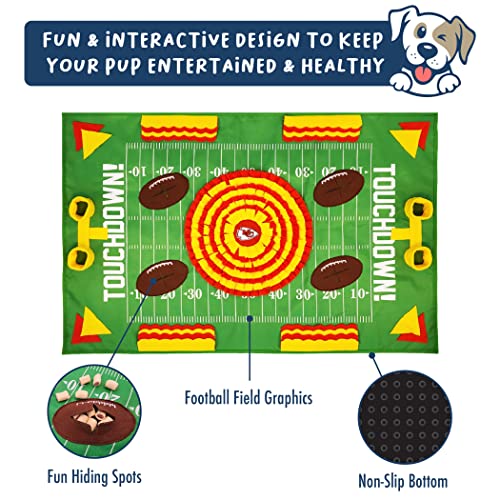 NFL Kansas City Chiefs Dog Snuffle Mat – Interactive Pet Slow Feeder, Football Field Design Food Puzzle Toy for Dogs & Cats, Foraging Activity Mat for Smarter Feeding - color: KANSAS CITY CHIEFS
