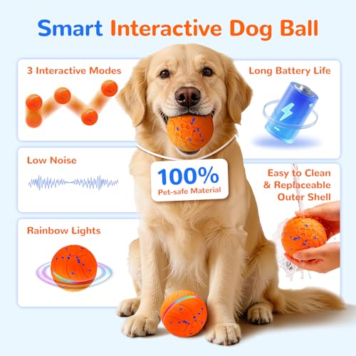 Smart Interactive Dog Toys Automatic Moving Dog Ball, Orange