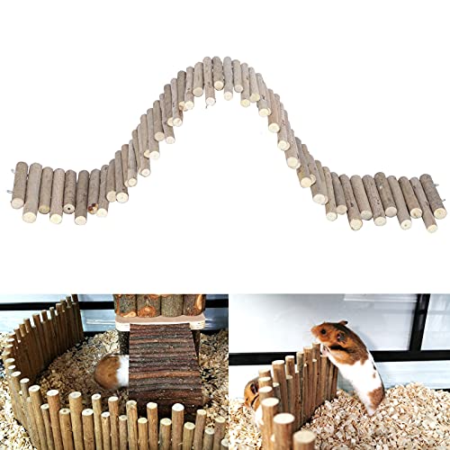 Ejoyous Hamster Wooden Bridge, Wood Ladder Hamster Fence Hideout Cage Bedding Climbing Toys for Syrian Hamsters Gerbil Small Animals (40CM Fence) - size: 40CM Fence