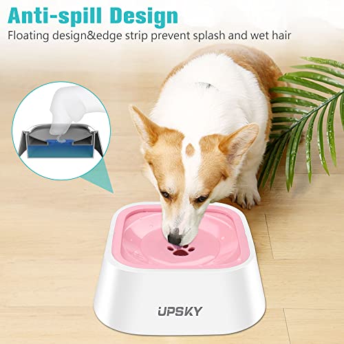UPSKY 35oz No-Spill Pet Water Bowl, Slow Water Feeder for Dogs and Cats - color: Pink