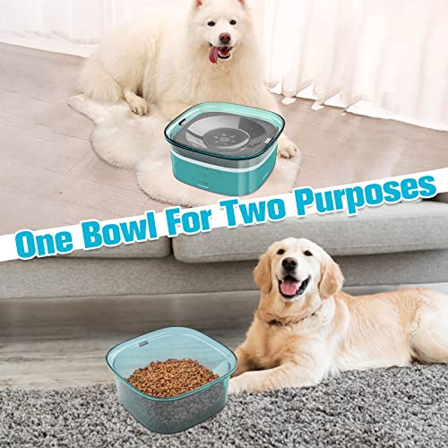 UPSKY 70oz Dog Water Bowl, No Spill Slow Drinking Feeder for Messy Drinker - color: E-Green, size: 2 L