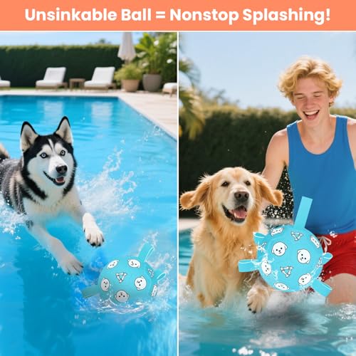 8 Inch Dog Soccer Ball with Straps, Jolly Ball for Medium Dogs - color: Pale Blue, size: Large-8 Inch