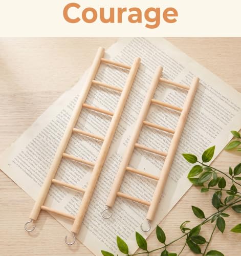 2 Pack Bird Ladder, Bird Cage Ladder Wooden 36 cm & 28 cm