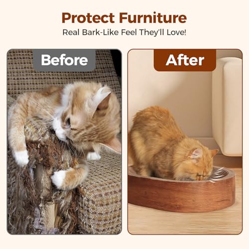ComSaf Cat Scratcher Bed, Oval Cardboard Scratch Pad Bowl for Indoor Cats