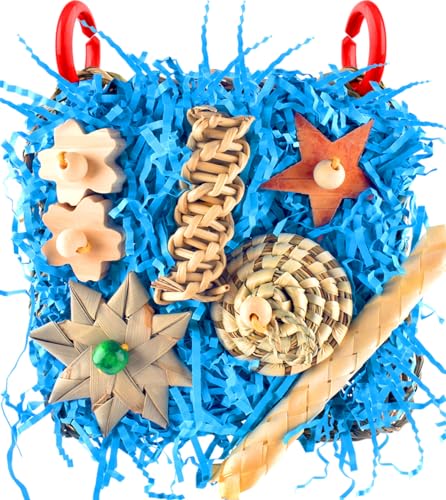 KATUMO Conure Toys, Bird Foraging Toys Parakeet Shredding Grass Mat Hanging Toys for Cockatiel Conure Lovebird Parakeet Bird Cage Accessories - color: Blue