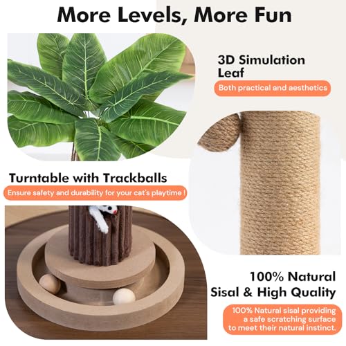 Woochpet 35"Cat Scratching Posts For Indoor Cat,Cat Scratcher With Cat Toys - color: Brown