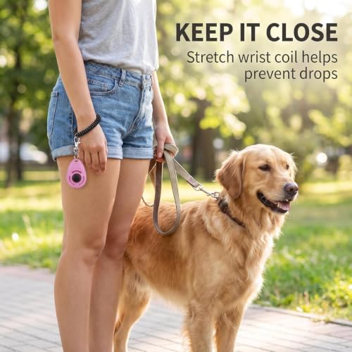 2Pcs Pink Dog Clicker for Training Easy to Use with Button Dog Training Accessories Strong and Long-Lasting, Training and Behavior Aids