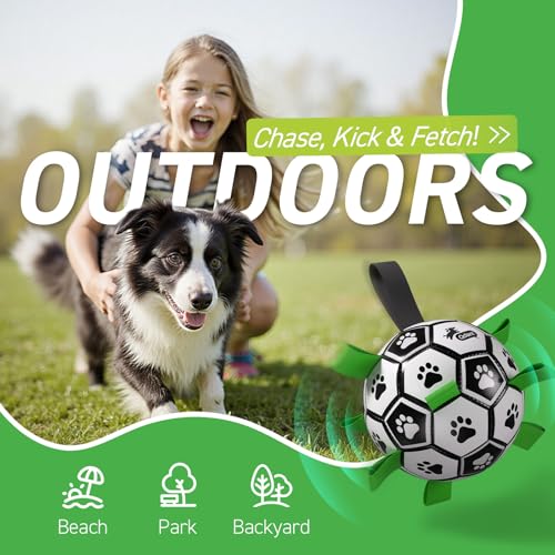 QDAN Dog Soccer Balls with Bell Inside, Squeaky Dog Balls, Birthday Gifts - color: Squeaky Green, size: Medium Size 2 (6 Inch)