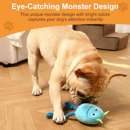 lilfrd 2 Pack Squeaky Rope Plush Dog Toys for Small Medium Puppies - style: Monster