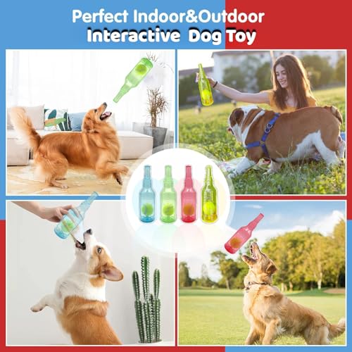 Dog Toy Tennis Ball in Squeaky Bottle (Red, Medium) - color: Red, size: Medium