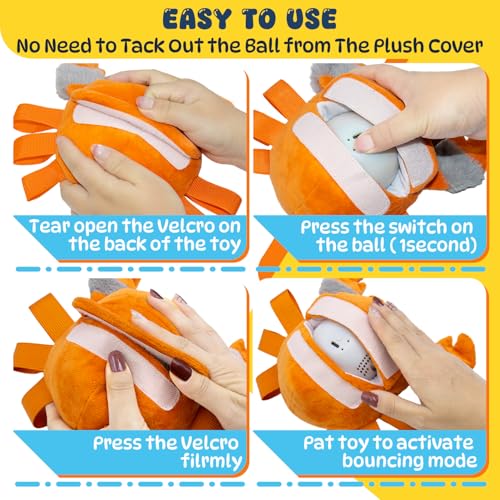 Automatic Bouncing Squeaky Dog Toy, USB Rechargeable Crab Ball for Large