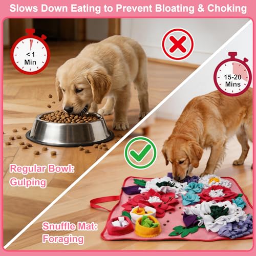 Vextronic Snuffle Mat for Dogs, Large Breed Slow Feeder Interactive Toy - color: Pink