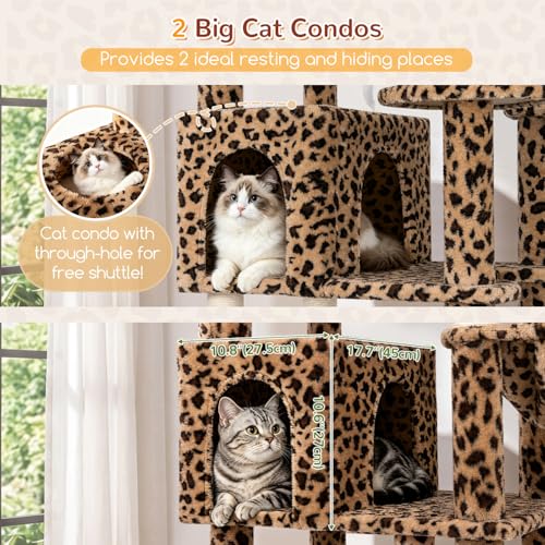 Globlazer 82in Leopard Extra Large Cat Tree for Indoor Large Cats, S82 - color: Leopard Print