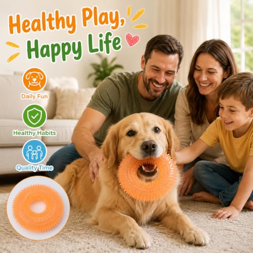 Squeaky Dog Toys for Aggressive Chewers, Floating Donut Ring for Large Dogs - color: Crystal Orange