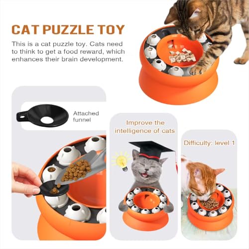 Cat Puzzle Toy, Puzzles Cats Slow Feeder Treat Dispenser for Indoor Cats, Mental Stimulation Slow Feeder Cat Bowl, Reduce Boredom and Anxiety