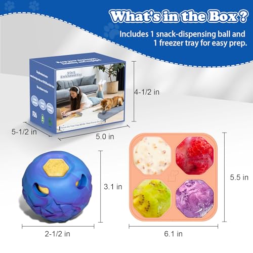 Interactive Dog Chew Toy, Large Enrichment Frozen Treat Chew Ball - color: Blue, size: Large