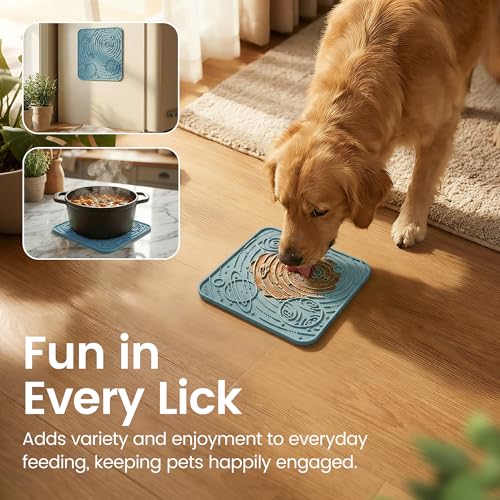 OHMO Large Lick Mat for Dogs&Cats, Space Pattern, 2pcs, Dark&Light Blue - color: Dark Blue&Light Blue, size: 7.9"L x 7.9"W