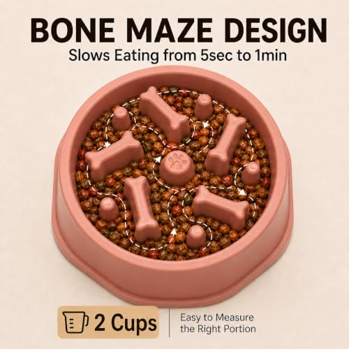 Slow Feeder Dog Bowl,Suitable for Small and Medium Breeds.Pink - color: Pink