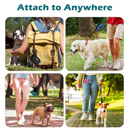 PetBonus Dog Poop Bag Holder, Portable Pet Waste Bag Dispenser, 2 Pouches for Treats and Walking Accessories, Fit All Leashes, Includes 1 Roll of Dog Poop Bags (Lagoon Blue) - color: Lagoon Blue