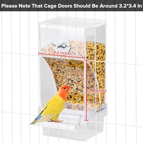 Lemtrflo No Mess Bird Cage Feeder, Automatic Bird Water Dispenser - color: green