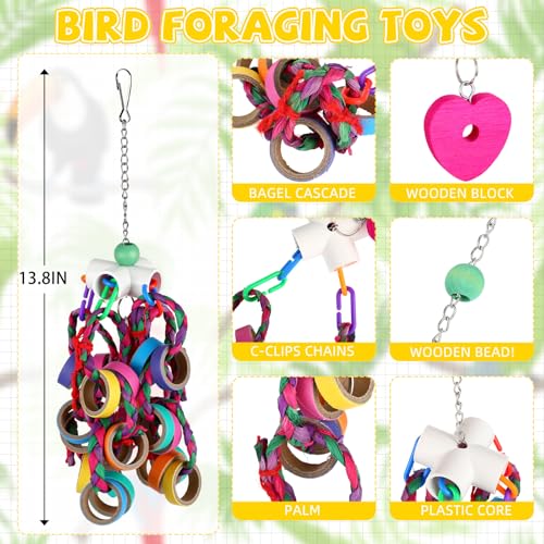 Soulchen 4 Pcs Extra Large Bird Parrot Toy Set, Natural Wooden Chewing Toy - style: Wooden Block