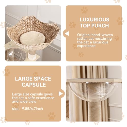 Garvee Tall Cat Tree with Litter Box Enclosure, 66.9-Inch Cats Condo, Multi-Level Perch & Scratching Posts for Cat - color: Wood