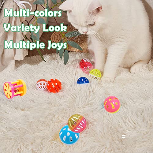 Cat Jingle Balls Toys 10Pcs 6 Styles for Indoor Cats - Plastic Lattice Cat Balls with Bells Kitten Rattle Toy, Gift Box and 1.5" - size: 10 Pcs 6 Styles