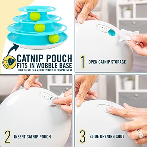 Our Pets Wobble Triple Chase Ball Track Interactive Cat Toy for Indoor Cats with Catnip (Cat Toys; Kitten Toys for Hunting and Chasing w/Rattling; Rolling Balls) - size: Medium, style: Triple Chase