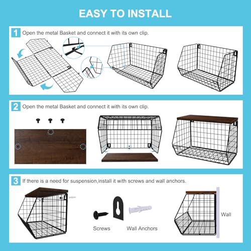 MSJGA Laundry Room Shelves, Wall Mounted Storage Basket, 11.8"Wx7.9"Dx8.5"H - size: 8"D