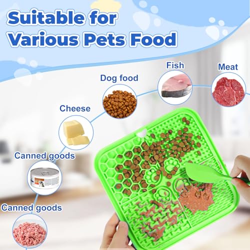 Lick Mat for Dogs, Slow Feeder with Suction Cups for Dog Anxiety Relief - color: Green & Orange