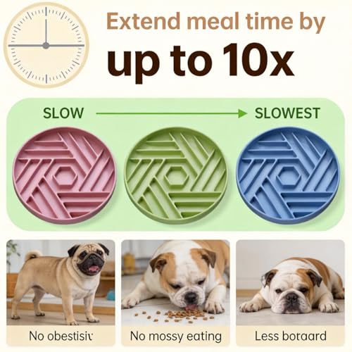 Silicone Slow Feeder Dog Bowl with Suction Base, Anti Choking Pet Bowl - color: Single silicone Blue