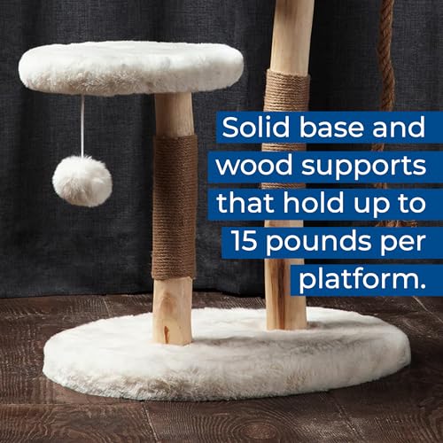 Habitat Haven The Oasis Cat Tree - Luxury Cat Condo, Modern Indoor Tower with Faux Fur Bed, Scratching Posts, and Toy for Cats, 23.5-Inch Width x 18-Inch Depth x 28.5-Inch Height - color: The Oasis