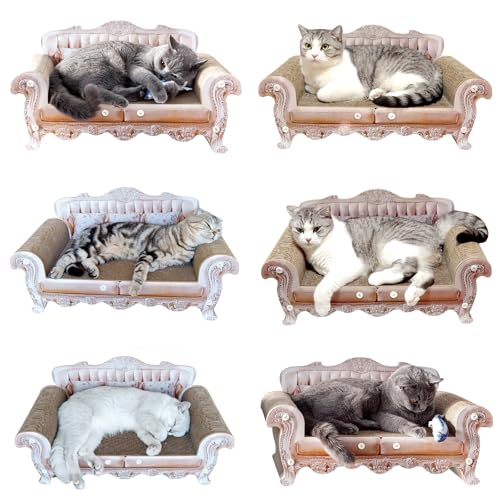 miwoowim Royal Cat Scratcher Sofa & Box, Durable Cardboard Furniture Guard