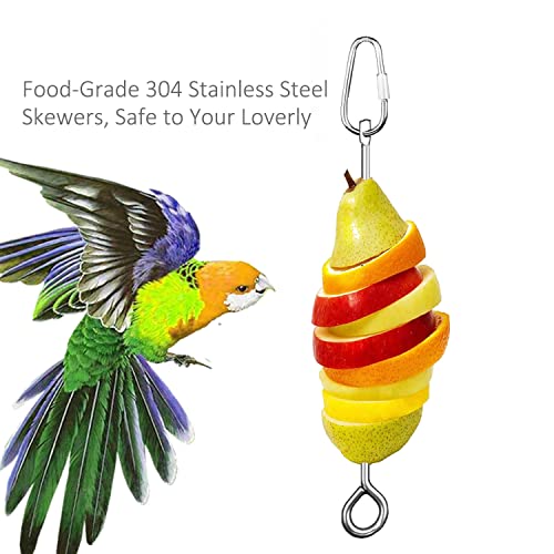 Bird Cage Food Holder Parrot Fruit Vegetable Skewer Bird Cage Feeder, 3Pack