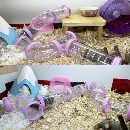 Hamster Tube Toy DIY Transparent Assorted Pipe Playground Tunnel Excercise for Dwarf Mouse Hamster or Other Small Animals - color: Purple