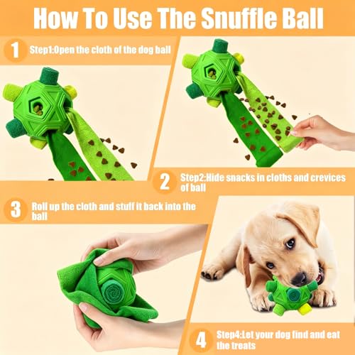 Dog Snuffle Ball,Interactive Puzzle Dog Toys with Strips and Squeaky Carrot - color: All Green