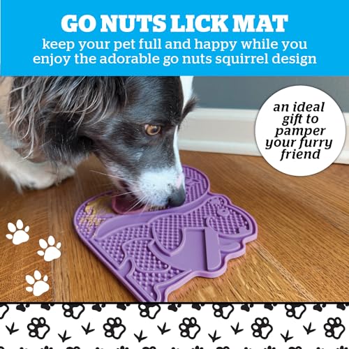 BigMouth Go Nuts Silicone Lick Mat for Dogs and Cats, Slow Feeder Enrichment Pad, Dishwasher Safe Anxiety Relief Toy - style: Funny Squirrel