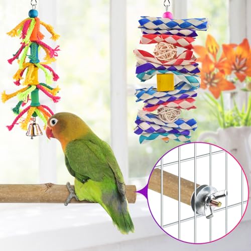 KATUMO Bird Toys, Parakeet Swing Parrot Ladder Cockatiel Perch Conure Hanging Bell Toys for Parakeet Conure Cockatiel Mynah Love Bird Small Birds - style: Burlywood ladder set (7 IN 1)