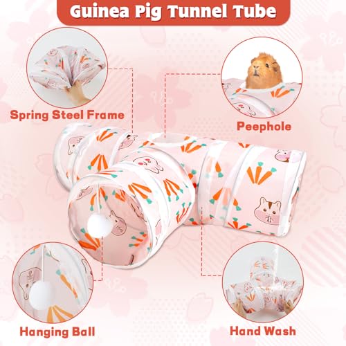 YUEPET Bunny Tunnels & Tubes, Collapsible 3 Way Rabbit Hideout Tunnel - color: White