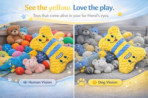 No stuffing Squeaky Dog Toy - Crinkle Dog Toy, Soft Plush Bone, Yellow