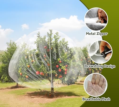 1 Pack Extra-Large Fruit Tree Netting Covers for Birds and Squirrels(15X15ft) –Bird Nets for Fruit Trees with Zipper and Drawstring, Extra Large Durable Mesh Garden Netting to Protect Fruit Trees - size: 15 X15ft
