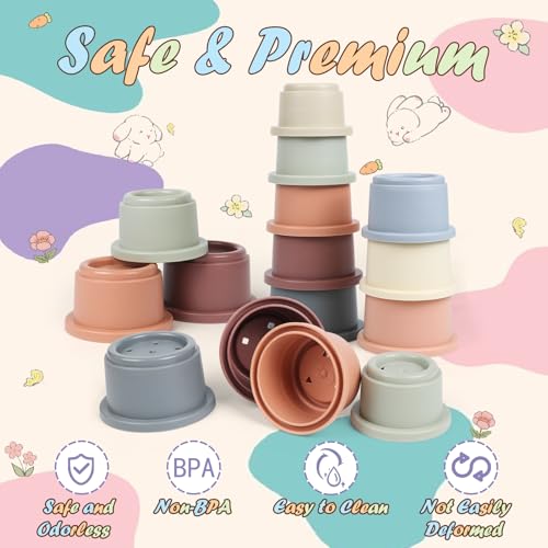 Stacking Cups for Rabbits, 8PCS Stackable Bunny Toys for Small Pets - color: Original