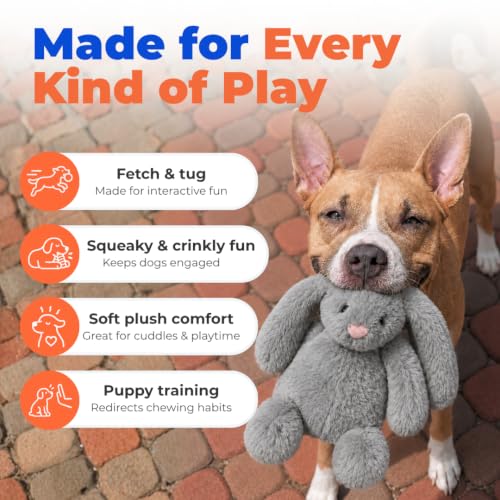 Best Pet Supplies Bunny Buddy Squeaky Plush Dog Toy - Gray - color: Bunny (Gray), size: Large