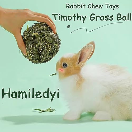 Hamiledyi Rabbit Chew Ball Timothy Grass Grinding Bunny Chew Toys 6PCS - size: 6 PCS grass ball