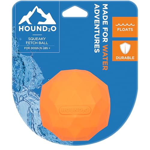 Squeaky Fetch Ball - Floating Outdoor Dog Toy - Orange - color: Orange