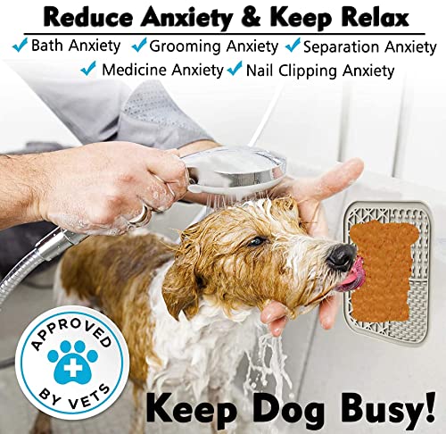 Lick Mat for Dogs, Dog Lick Mat with Suction Cups for Anxiety, Peanut Butter Dog Licking Mat Slow Feeder Dispensing Treater Lick Pad for Dogs Cats Grooming Bathing and Training (Grey) - color: Small Grey
