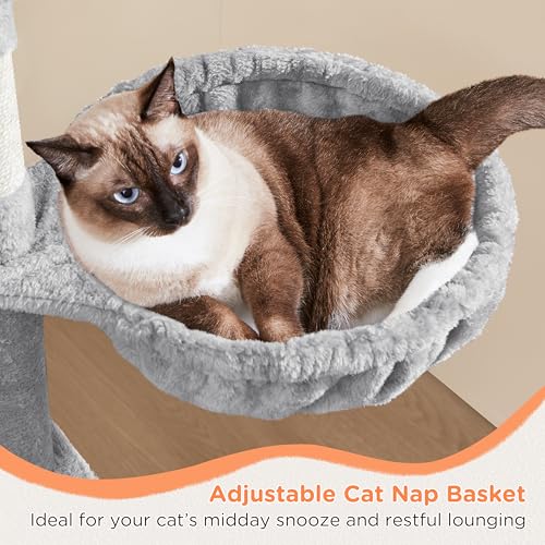 Yaheetech 57in Multilevel Cat Tree for Small Cats with Scratching Post - color: Light Gray