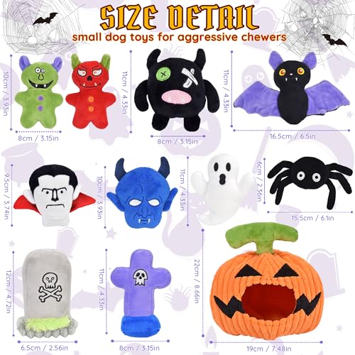LECHONG Halloween Dog Toys Set, 11 Pack Squeaky Dog Toys for Aggressive Chewers, Pumpkin Assorted Puppy Toys to Keep Them Busy, Toys Gift for Large Medium Small Dogs - size: 11 pack- Halloween