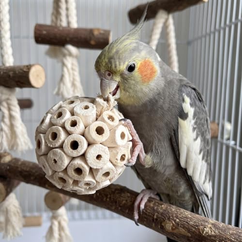 Natural Woven Grass Balls Small Pet Chew Toys, Handmade Wooden Bird Parrot Hamster Rabbit Foraging Balls, Safe Shred Toys for Parakeet Cockatiel Guinea Pig Chinchilla, Sola Ball - style: Classic