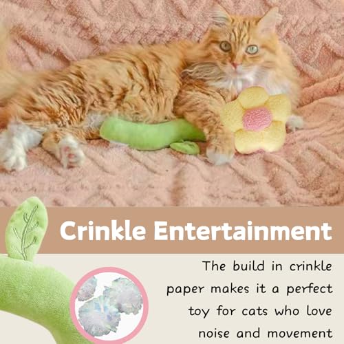 CECE PAW Catnip Refillable Interactive Cat Toy with Crinkle Sound, Flower Kicker Toy for Indoor Cats, Includes 6-Pack Catnip Pouches, Chew, Food Puzzle for Kitten Enrichment - style: Flower